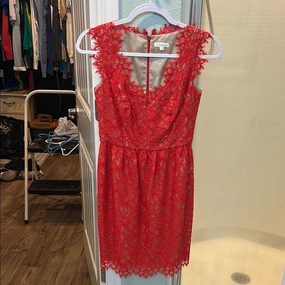 Shoshanna Vibrant Red Lace Mini Dress